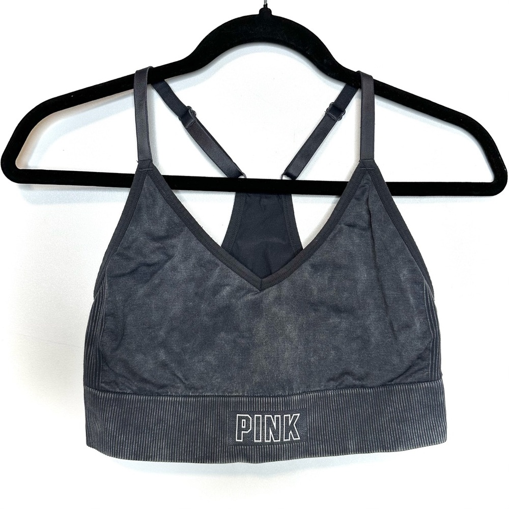 Victorias Secret PINK Seamless Lightly Lined Sport Bra Gray Size Medium